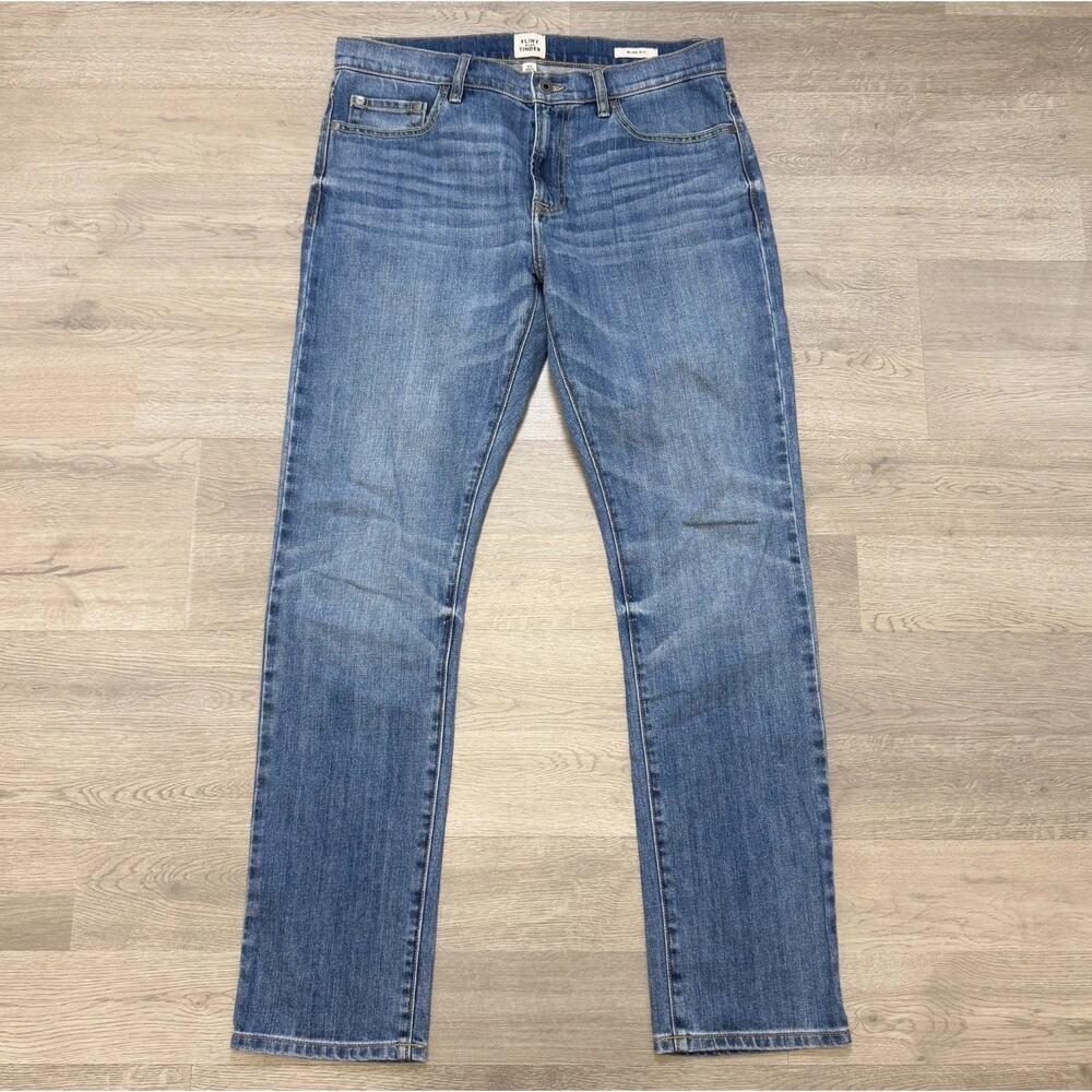 Flint and Tinder Jeans Mens 33x32 Slim Fit Blue Denim‎ Light Wash Stretch
